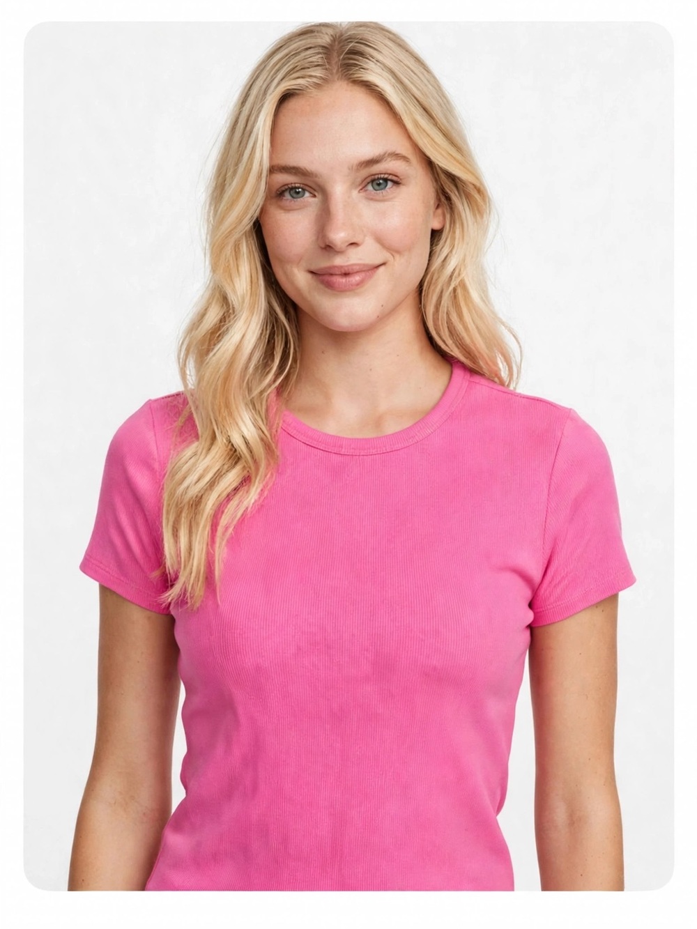 Athleta Signature Rib Crop Tee Pink Large